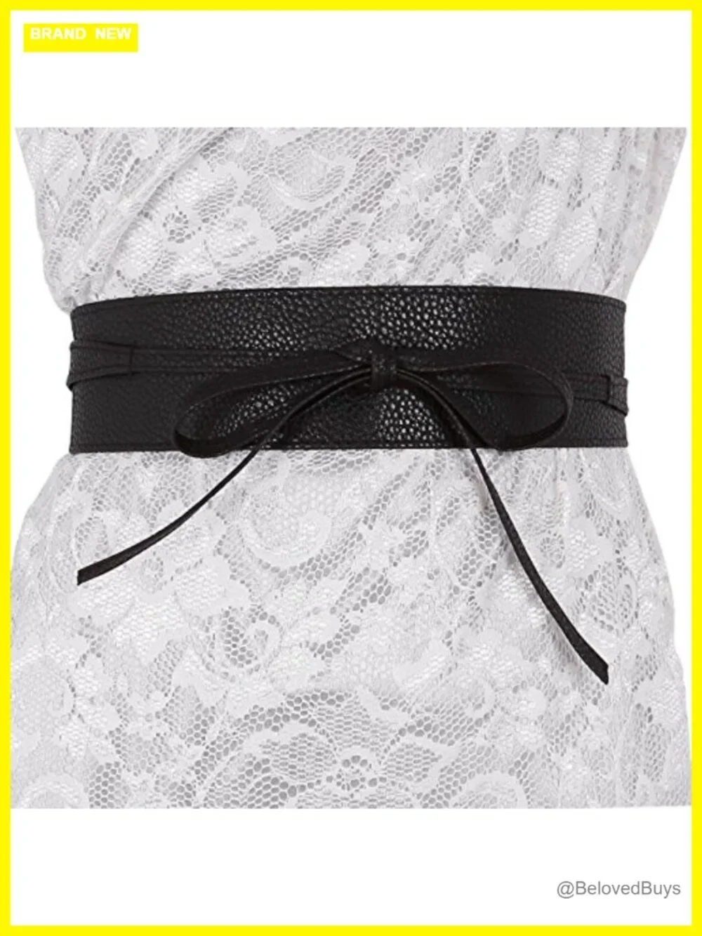 Women's PU Leather Obi Belt Self Tie Wrap Cinch Belt Bowknot Waistband for Dress